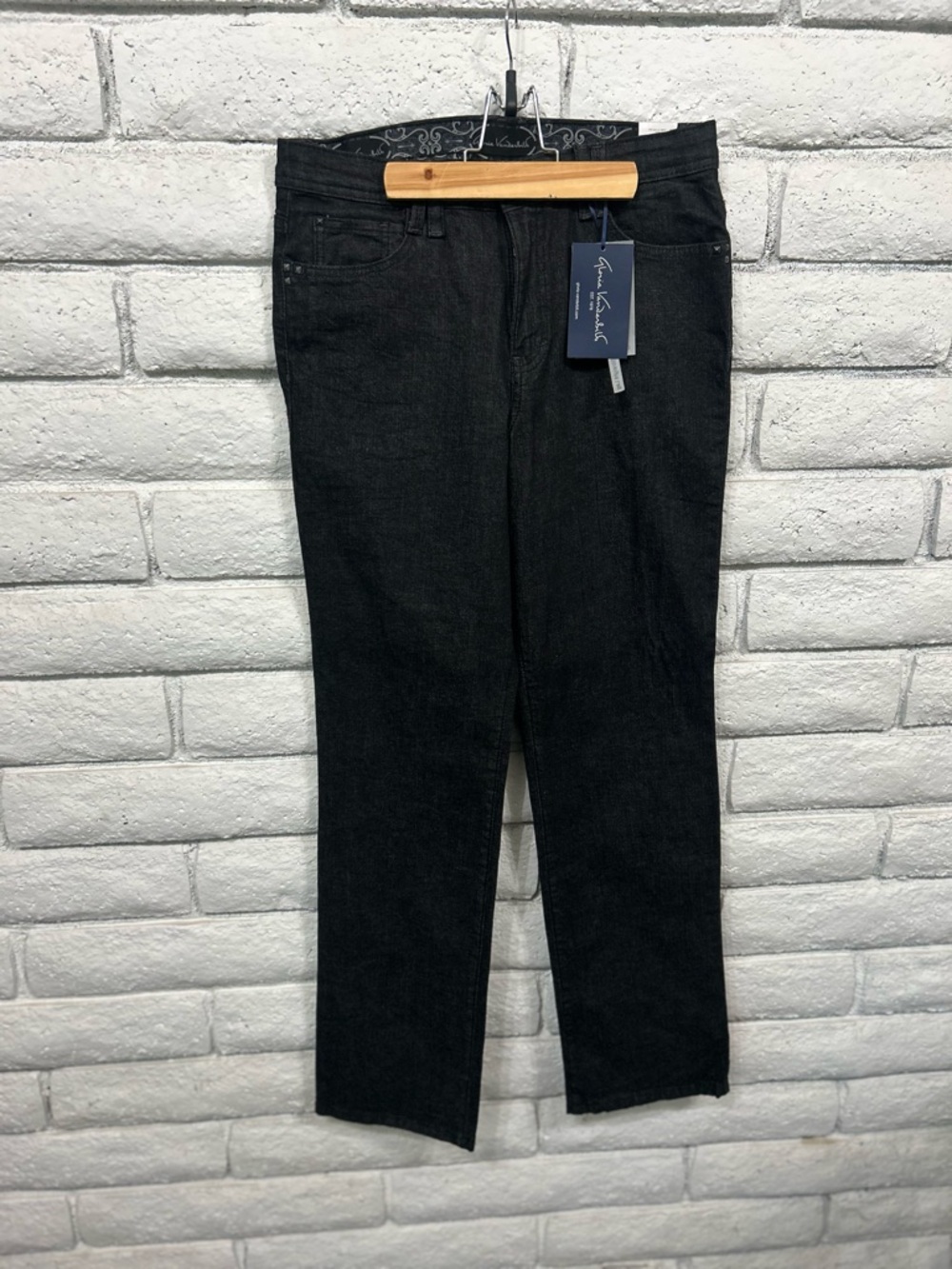Gloria Vanderbilt Gray/Black Denim Stretch Jeans Button Size 12